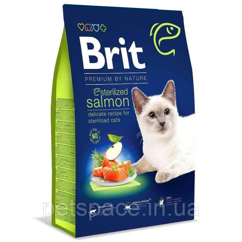 Корм Brit Premium Sterilized Salmon (Бріт Преміум для стерелізованих котів з лососем) 8кг., фото 1