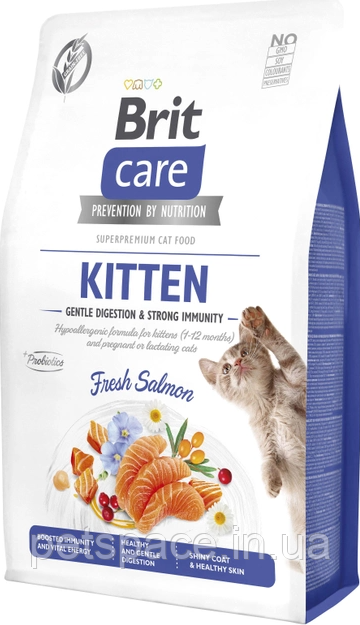 Корм Brit Care GF Kitten Gentle Digestion&Strong Immunity (гіпоалергенний для кошенят з лососем) 2кг