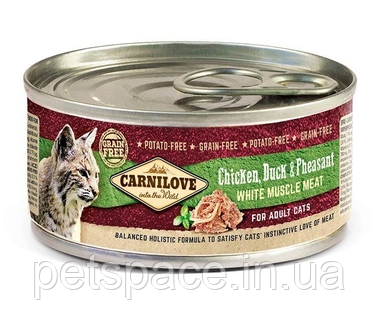 Консерва Carnilove Chicken Duck&Pheasant Adult (Карнілав для котів з куркою, качкою, фазаном) 100г