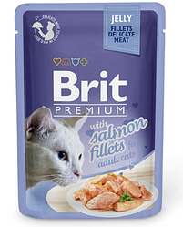 Вологий корм Brit Premium Salmon Fillets (Бріт для котів з філе лосося в желе) 100г