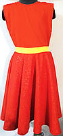 Детское подростковое трикотажное нарядное платье, красного цвета, на девочку 10-11 лет, рост 140-146 см