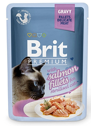 Вологий корм Brit Premium Sterilised Salmon Fillets(Бріт для стерелізованих котів з філе лосося)100г
