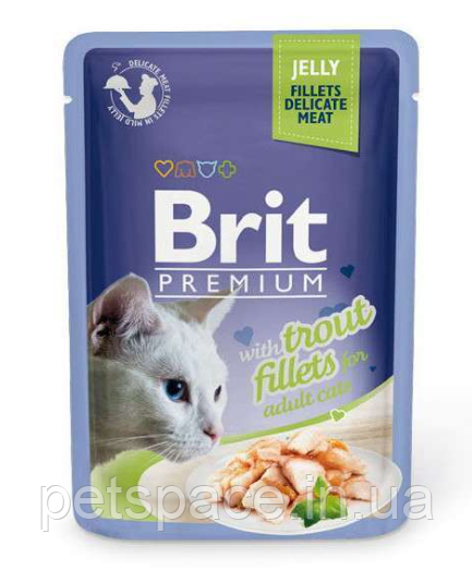 Вологий корм Brit Premium Trout Fillets (Бріт для котів з філе форелі в желе) 100г
