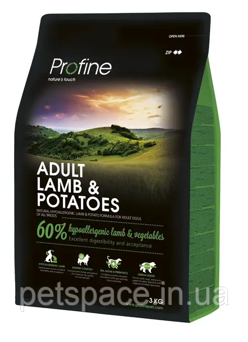 Корм Profine Adult Lamb (Профайн для дорослих собак з ягням), 3кг.