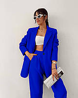 Жіночий стильний яскравий костюм-двійка піджак + штани костюмка 42/44 4/48 Мод.352