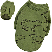 Вязаный свитер для собак малых и средних пород Dogs Bomba унисекс капибара олива 2