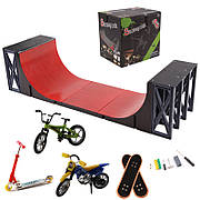 Набір фінгерборд Skatepark fingerboard скейт парк пальчиковий скейт-фінгерборд з трампліном та скейтом 1810-6A