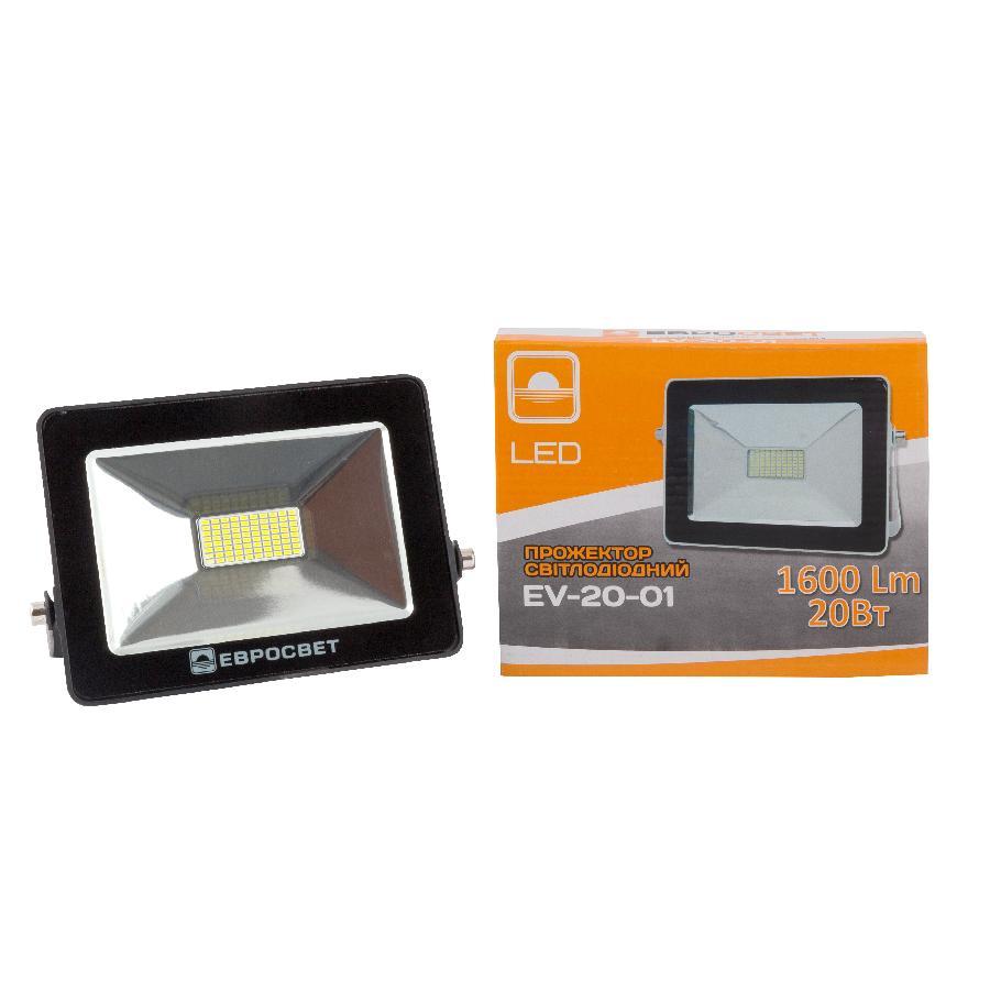 Прожектор світлодіодний EVRO LIGHT 20 Вт 6400 K EV-20-01 1600 Лм SMD НМ, фото 1