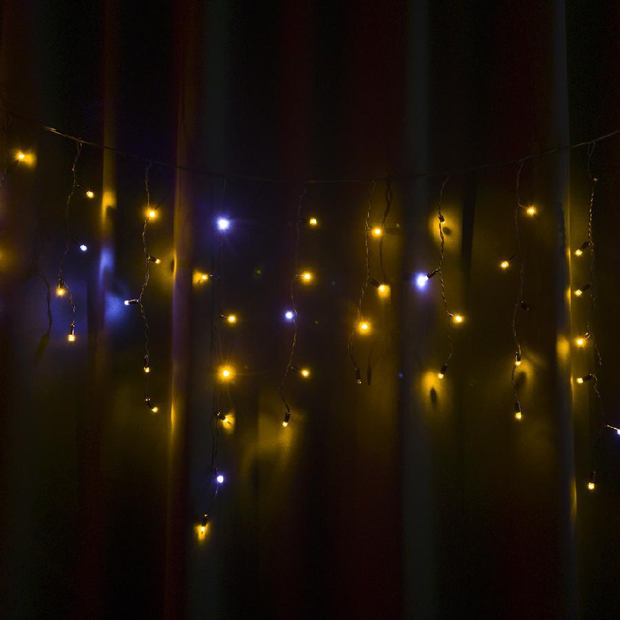 Гірлянда вулична STARLIGHT бахрома жовтий/білий Flash 75LED IP44 чорний 2x0.7м