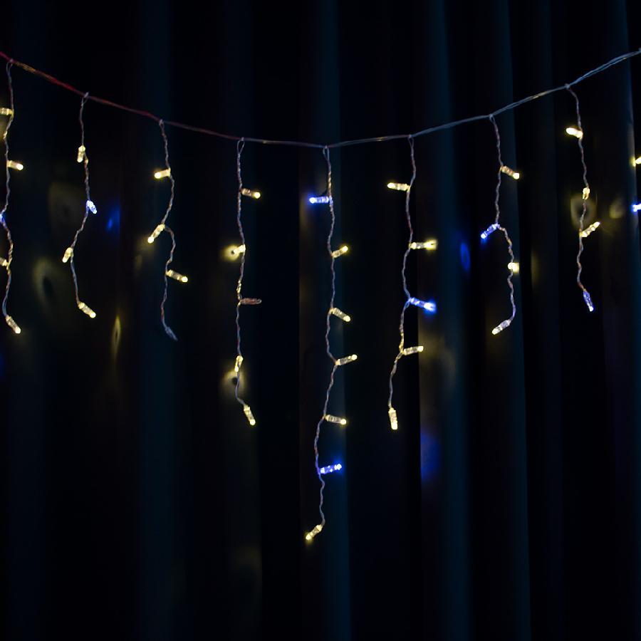 Гірлянда вулична STARLIGHT бахрома теплий/білий Flash 75LED IP44 прозорий 2x0.7м