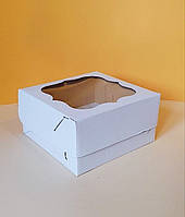 Коробка для 4 капкейков с окном 17х17х9 см из микрогофры
