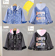 Детская джинсовая куртка-рубашка НАДПИСЬ для девочки размер 2-6 лет, цвет уточняйте при заказе