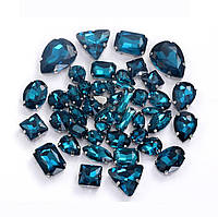 Стразы в серебряных цапах Blue Zircon *50 шт