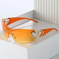 Спортивные оранжевые очки цвет Трендовые женские мужские солнцезащитные стильные 2023 велоспорта Y2K