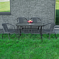 Комплект садовой мебели из техноротанга 4Points Siena-4 на дачу со столом и четырьмя стульями для сада Сірий