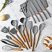 Набір кухонного приладдя 19 предметів із подвійною підставкою обробною дошкою набором ножів 207591, фото 3