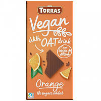 Шоколад чорний з вівсяним молоком та апельсином без цукру Торрас Vegan Torras Zero 100 г