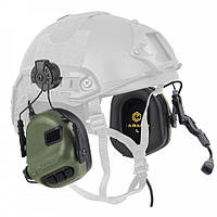 Активные тактические шумопоглощающие наушники Earmor M32H MOD3 с микрофоном и боковым креплением на шлем