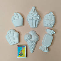 Набор гипсовых фигурок смаколики кексы морозиво цукерки для творчества гипсовые фигурки для раскраски