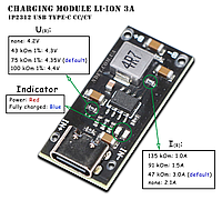 Плата быстрой зарядки аккумулятора 5V 3А IP2312 Li-ion Li-Pol 18650 14500 26650 модуль тип-с Type-C