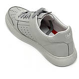 Жіночі шкіряні кеди сірого кольору на шнурівці з перфорацією MIDA 230483(56) розмір 36, фото 5