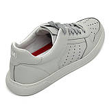 Жіночі шкіряні кеди сірого кольору на шнурівці з перфорацією MIDA 230483(56) розмір 36, фото 7