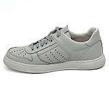 Жіночі шкіряні кеди сірого кольору на шнурівці з перфорацією MIDA 230483(56) розмір 36, фото 2