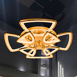 Яскрава люстра Led з пультом Diasha 195W до 30 кв.м колір Золотистий 8118/4+4G 3color