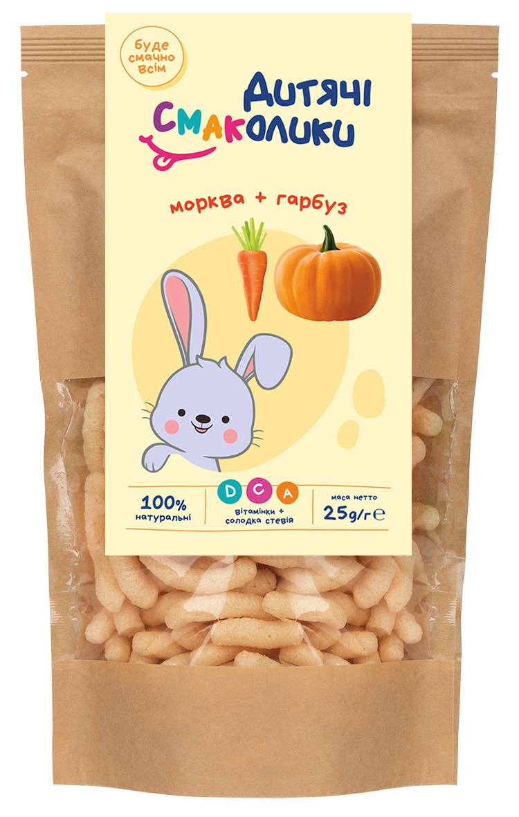 Дитячі смаколики Мультизлакові з чіа, морквою та гарбузом Вайз, 25г, фото 1