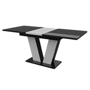 Обідній розсувний стіл РИЙ МДФ Neman, колір чорний глянець, фото 2