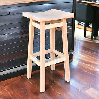 Високий дерев'яний барний стілець ХВИЛЯ для пабу, кафе, бару, кухні Напівбарний табурет із натурального дерева