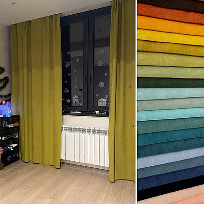 Мікровелюр для штор, однотонна матова шторна тканина, колір салатовий