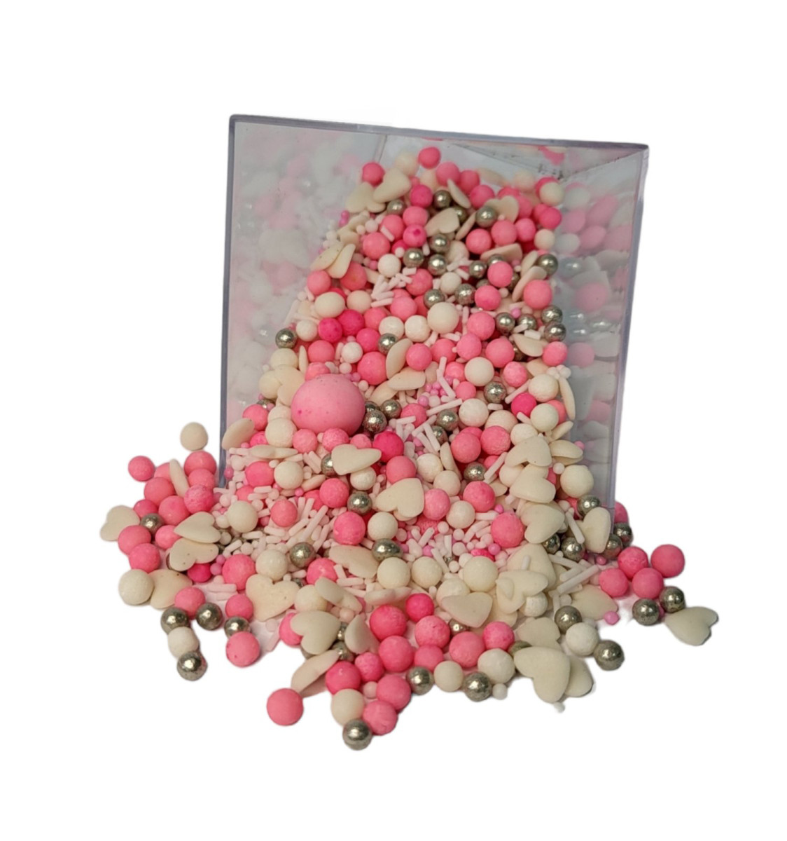 Посипка "Електричний рожевий асорті зі сріблом" 50 г, фото 1