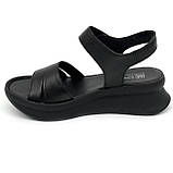 Жіночі шкіряні босоножки чорного кольору на плоскій підошві MIDA 230435(1) розмір 36, фото 2