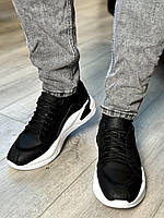 Кросівки шкіряні чоловічі чорні  Niagara_brand-1425, фото 4