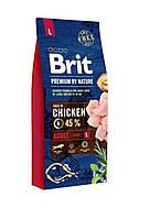 Сухий корм для дорослих собак великих порід Brit Premium by Nature Adult L з куркою, 15 кг