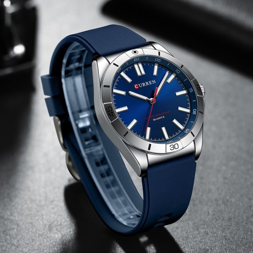 Чоловічий кварцовий наручний годинник Curren 8449 Silver-Blue