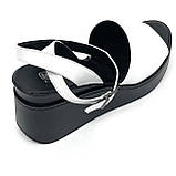 Жіночі шкіряні босоножки чорно-білого кольору на плоскій підошві MIDA 230448(34) розмір 36, фото 5