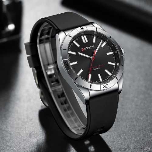 Чоловічий кварцовий наручний годинник Curren 8449 Silver-Black