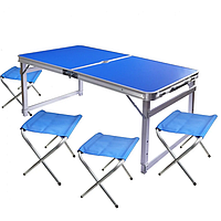 Стол для кемпинга, пикника и рыбалки с 4 стульями Синий