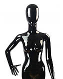 Манекен жіночий глянсовий чорний із зігнутою правою рукою, фото 6