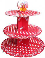 Этажерка для капкейков Birthday Красная из 3-х ярусов