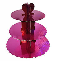 Етажерка для капкейків Малинова з 3 ярусів