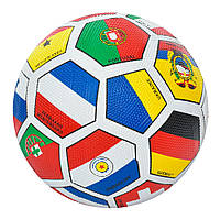 Мяч футбольный Profi размер 5, резина, Grain зернистый, флаги, VA-0004-1