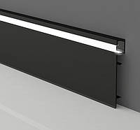 Черный накладной алюминиевый плинтус с подсветкой BEST DEAL 4/78 LED Черный матовый 2,5 м
