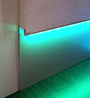 Скрытый LED плинтус под гипсокартон BEST DEAL 4/100 LED серебро матовое 100 мм, L-2,5м
