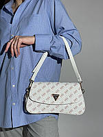 Жіноча сумка багет Guess Cordelia Flap Shoulder шкіряна білого кольору через плече