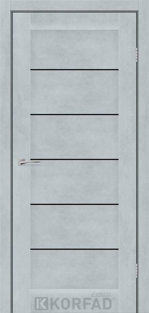 Двері міжкімнатні Korfad Express Riviera - Цемент світлий (з чорним склом), фото 1