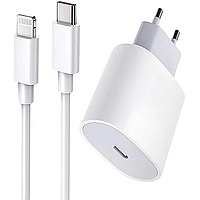 Комплект быстрой зарядки для iPhone 8/9/Х/11/12/13/14 Блок 20W и Кабель type-C Lighting port 3.0A Fast Charge