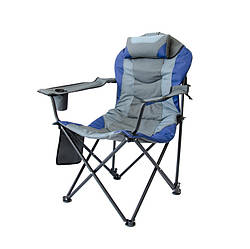 Туристичне крісло з підголівником для риболовлі та відпочинку на природі "Директор" d19 мм. Синій графіт.